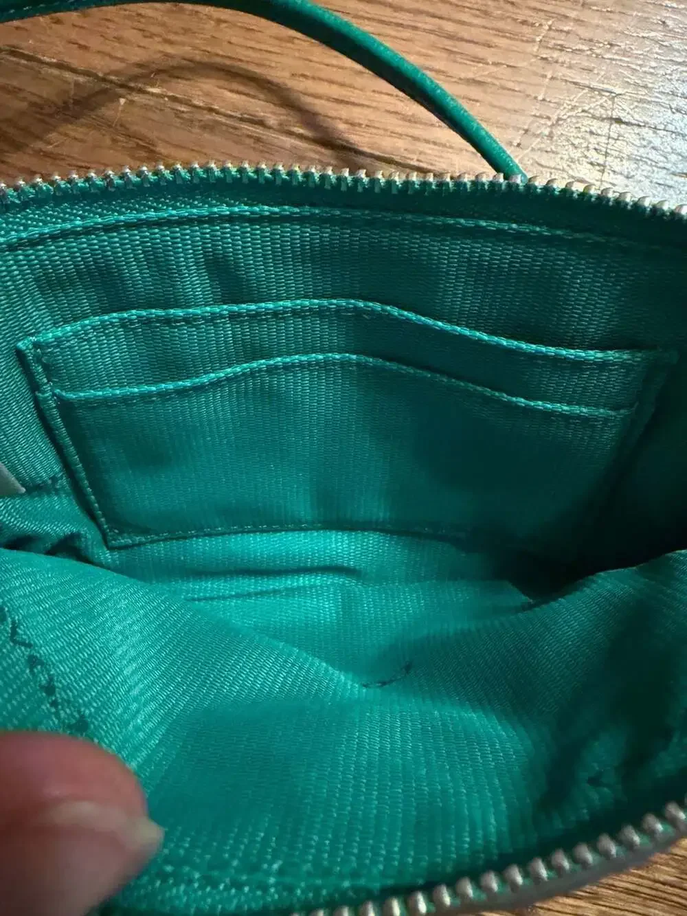 Coach Pebbled Leather Wristlet in Jade Green